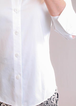Foxcroft Paityn White Wrinkle-Free Button Down Blouse detail view - Fashion Crossroads Inc.