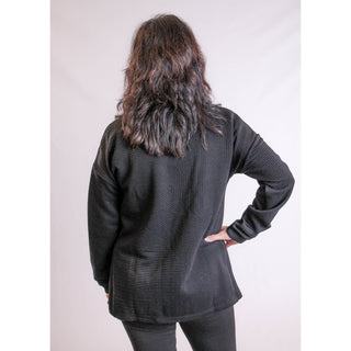 Tribal Sportswear Long Sleeve Tunic with Side Slit Black back view - Fashion Crossroads Inc.