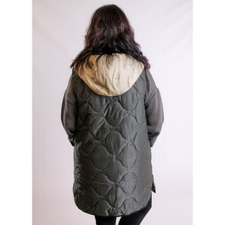 Tribal Sportswear Reversible Puffer Vest Spinach Back View  - Fashion Crossroads inc.