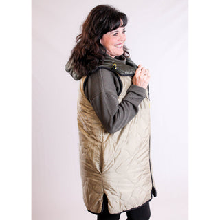 Tribal Sportswear Reversible Puffer Vest Spinach Reverse Side View  - Fashion Crossroads inc.