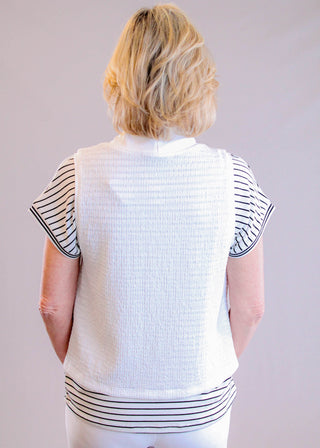 Sympli Pop Crop Core White Vest back view - Fashion Crossroads Inc.