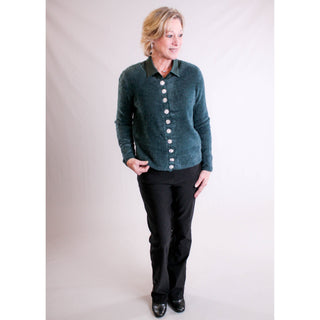 Tribal Sportswear Sweater Cardigan with Fancy Buttons modeled view - Fashion Crossroads Inc