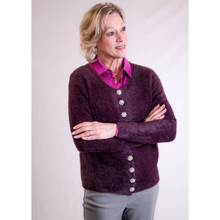 Tribal Sportswear Sweater Cardigan with Fancy Buttons front view - Fashion Crossroads Inc