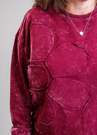 Charlie B Long Sleeve Top with Flower Appliqué