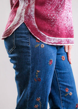 Charlie B Floral Embroidered Straight Leg Jeans