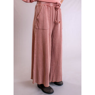 Easel Terry Knit Wide Leg Pant Side View - Fashion Crossroads, Inc