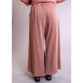 Easel Terry Knit Wide Leg Pant Back View - Fashion Crossroads, Inc