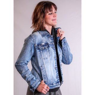 Tempo Paris Tree of Life Denim Jacket Side View - Fashion Crossroads, Inc