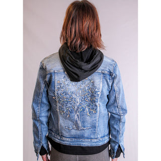 Tempo Paris Tree of Life Denim Jacket Back View - Fashion Crossroads, Inc