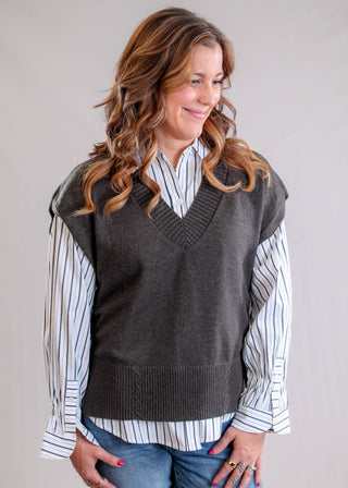 Liverpool V Neck Dolman Popover Sweater with Side Ties Front View - Fashion Crossroads Inc