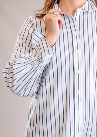 Liverpool Adjustable Sleeve Button Front Woven Top Detail View - Fashion Crossroads Inc