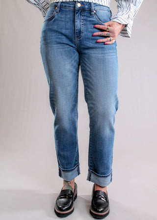 Liverpool Marley Girlfriend Cuffed Jeans Front View - Fashion Crossroads Inc