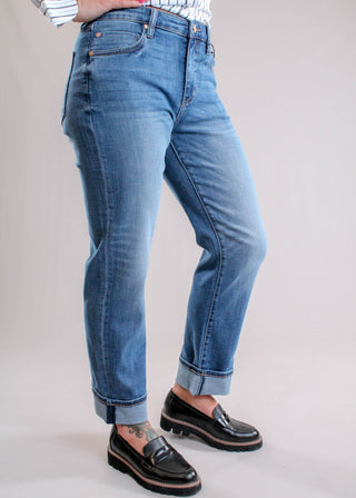 Liverpool Marley Girlfriend Cuffed Jeans Side View - Fashion Crossroads Inc