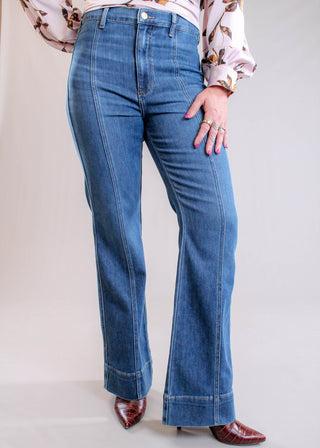 Liverpool Relaxed High Rise Bootcut Jean with Front Seam Front View - Fashion Crossroads Inc