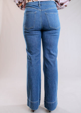 Liverpool Relaxed High Rise Bootcut Jean with Front Seam Back View - Fashion Crossroads Inc