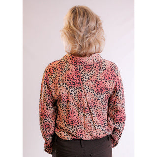 Casa Cabana Leopard Print Top with Long Sleeves back view - Fashion Crossroads Inc