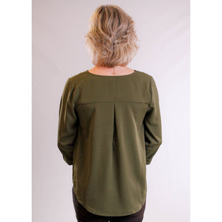 MINE V Neck 3/4 Sleeve Blouse back view - Fashion Crossroads Inc