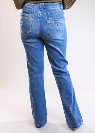 Democracy Absolution Itty Bitty Bootcut Jeans with Slash Pockets back view -Fashion Crossroads Inc.
