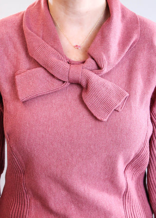 Democracy 3/4 Dolman Sleeve Sweater with Wrapped Tie Neck tie view - Fashion Crossroads Inc.