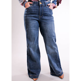 Democracy Wide Leg Jeans with Double Side Seam Front View - Fashion Crossroads, Inc.