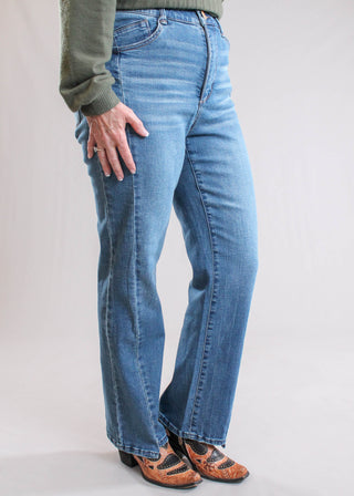 Democracy Absolution Skyrise Clean Finish Step Hem Barely Boot Jeans side view - Fashion Crossroads
