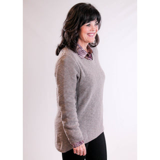 Avalin Long Sleeve V Neck Sweater with Front Panel side view - Fashion Crossroads Inc.