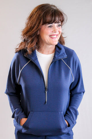 Tribal Sportswear Long Sleeve Raglan Popover with Quarter Zipper Front View - Fashion Crossroads Inc