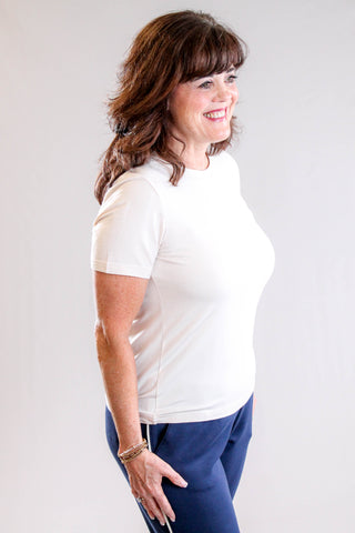 Tribal Sportswear Short Sleeve Crew Neck Top Side View - Fashion Crossroads Inc