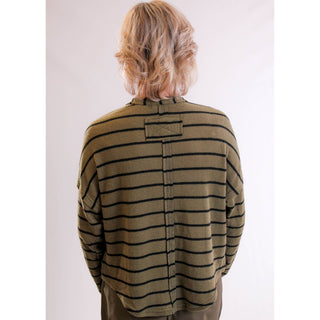 Blu Pepper Long Sleeve Top with Stripes back view - Fashion Crossroads Inc