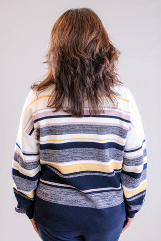 Tribal Sportswear Long Sleeve Waffle Knit Sweater in Sapphire Back View - Fashion Crossroads Inc