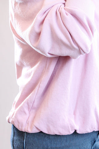 Long Sleeve Bubble Neck Sweatshirt in Pink Detail View - fashion Crossroads Inc