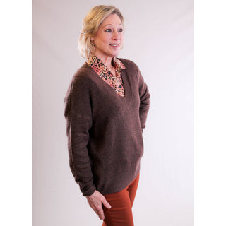 The Workshop Drop Shoulder V Neck Sweater side view - Fashion Crossroads Inc