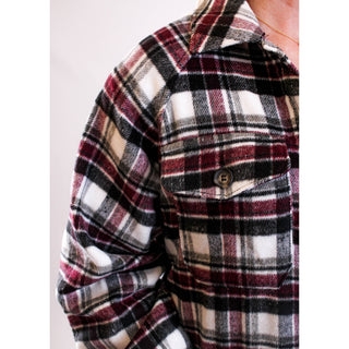 YMI Short Plaid Shacket detail view - Fashion Crossroads Inc