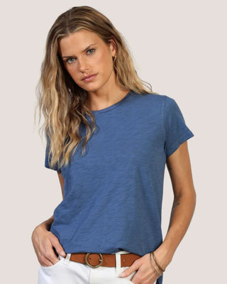 Dylan Short Sleeve Modern Crew Neck Cotton Tee Bahama Blue - Fashion Crossroads Inc.