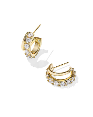 Livy Huggie Gold and White CZ Earring - Fashion Crossroads Inc 