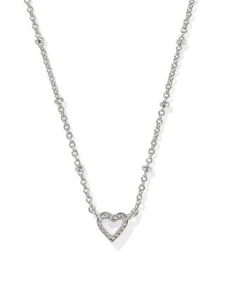 Kendra Scott Rhodium Mini Ari Necklace in Mother of Pearl - Fashion Crossroads Inc