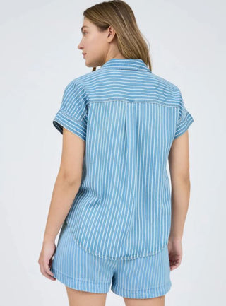 Blu Pepper Pinstripe Shirt back view