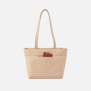 Hobo Austin Genuine Leather Tote in Linen back view 