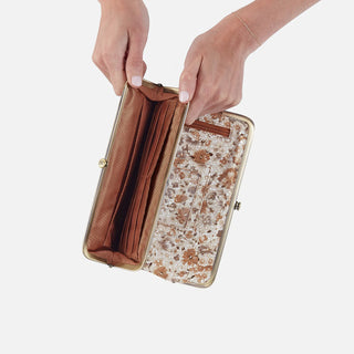 Hobo Lauren Clutch Wallet in Sepia Bloom one side interior view