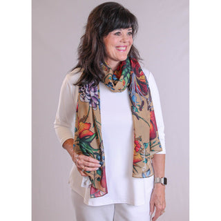 Anuschka Dreamy Floral Printed Scarf - Fashion Crossroads Inc