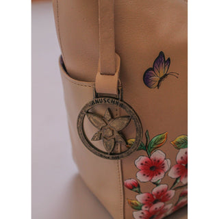 Anuschka Leather Purse with Flowers - Fashion Crossroads Inc