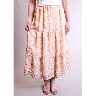 Blu Pepper Floral Contrast Midi Skirt - Fashion Crossroads Inc