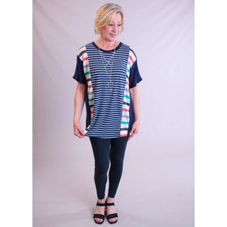 Celeste Striped Top with Short Sleeves - Fashion Crossroads Inc