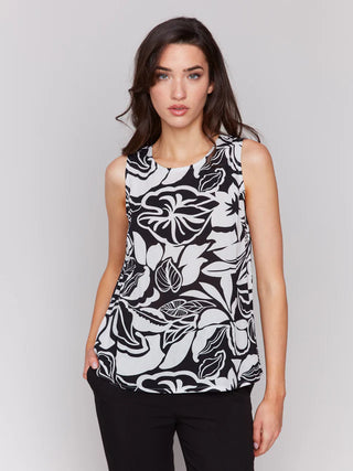 Charlie B Printed Sleeveless Popover Top