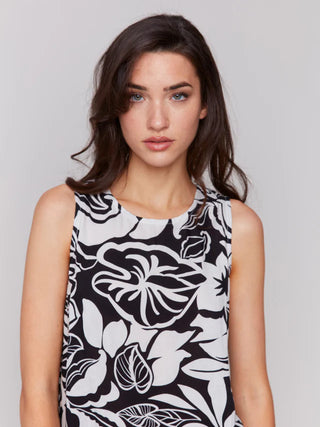 Charlie B Printed Sleeveless Popover Top