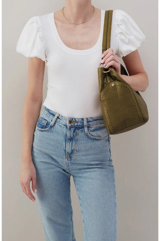 HOBO Seneca Shoulder Bag in Olive | Genuine Leather Women's Shoulder Bag