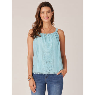 Democracy Square Neck Tank with Embroidered Front - Fashion Crossroads Inc