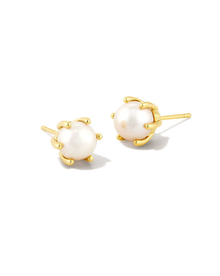 Kendra Scott Ashton Pearl Gold Post Earring in 14k Gold Over Brass