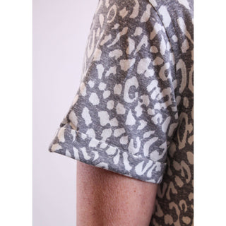 Mystree Leopard Print Short Sleeve Tee - Fashion Crossroads Inc
