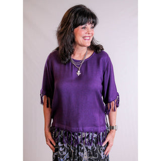 Silverstream Fringe Top with Short Sleeves - Fashion Crossroads Inc